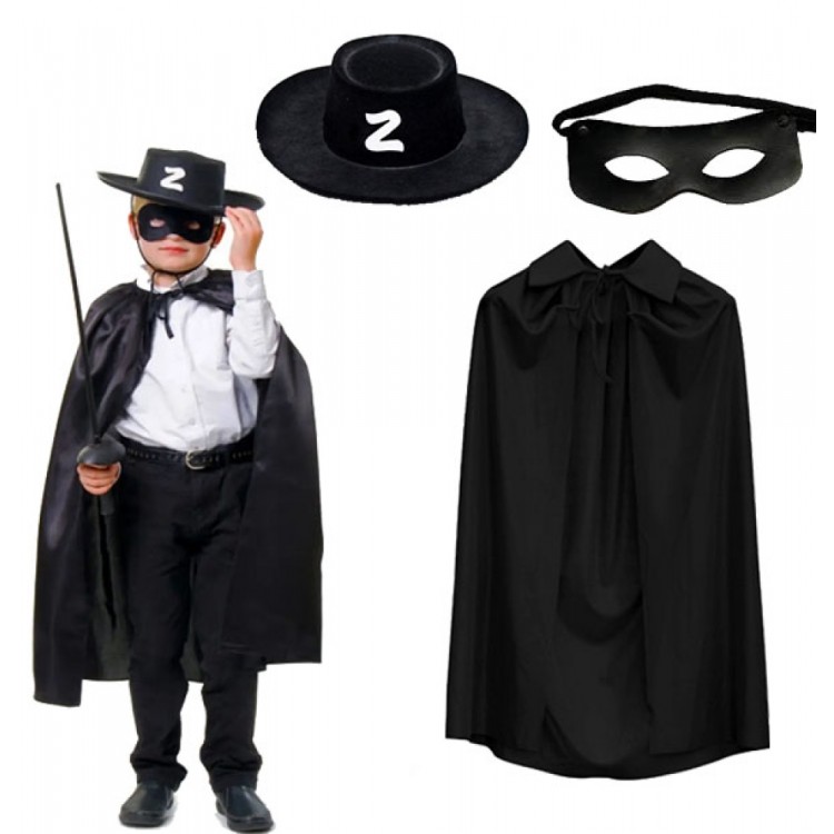 Zorro Cloak Hat and Mask Set Child Size Zorro Cloak Hat and Mask Set Child Size