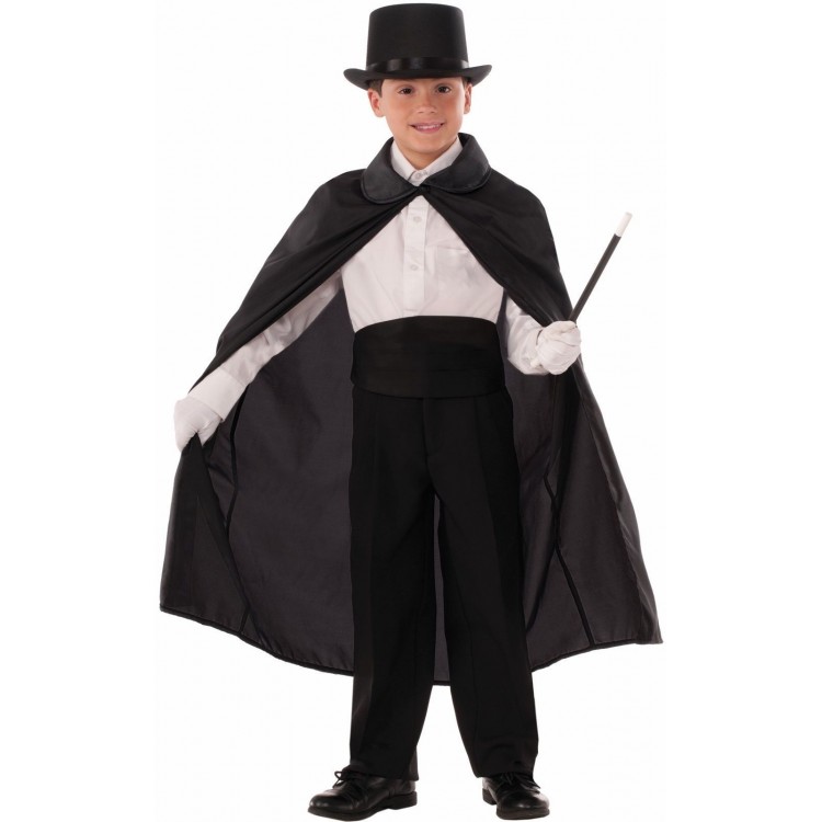 Magician Cloak 90 cm and Magician Hat Black Color Child Size Magician Cloak 90 cm and Magician Hat Black Color Child Size