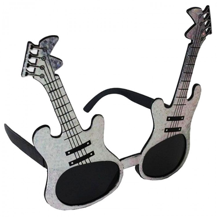 Silver Color Rockn Roll Guitar Shaped Party Glasses 15x15 cm Silver Color Rockn Roll Guitar Shaped Party Glasses 15x15 cm