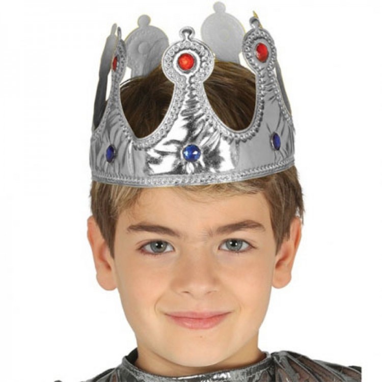 Silver Color Fabric Material Children's King Crown 57 cm Silver Color Fabric Material Children's King Crown 57 cm