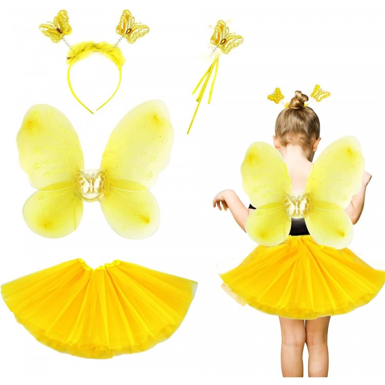 Yellow Butterfly Costume Kids - Yellow Butterfly Costume Accessory Set 4 Piece