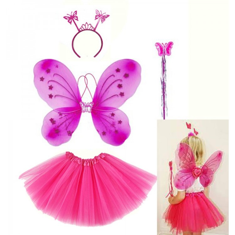 Fuchsia Butterfly Costume - Fuchsia Butterfly Costume Accessory Set 4 Piece