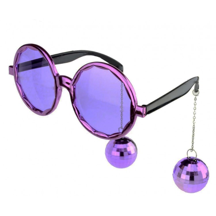 Disco Party Goggles with Bulk Earrings Purple Color 15x16 cm Disco Party Goggles with Bulk Earrings Purple Color 15x16 cm