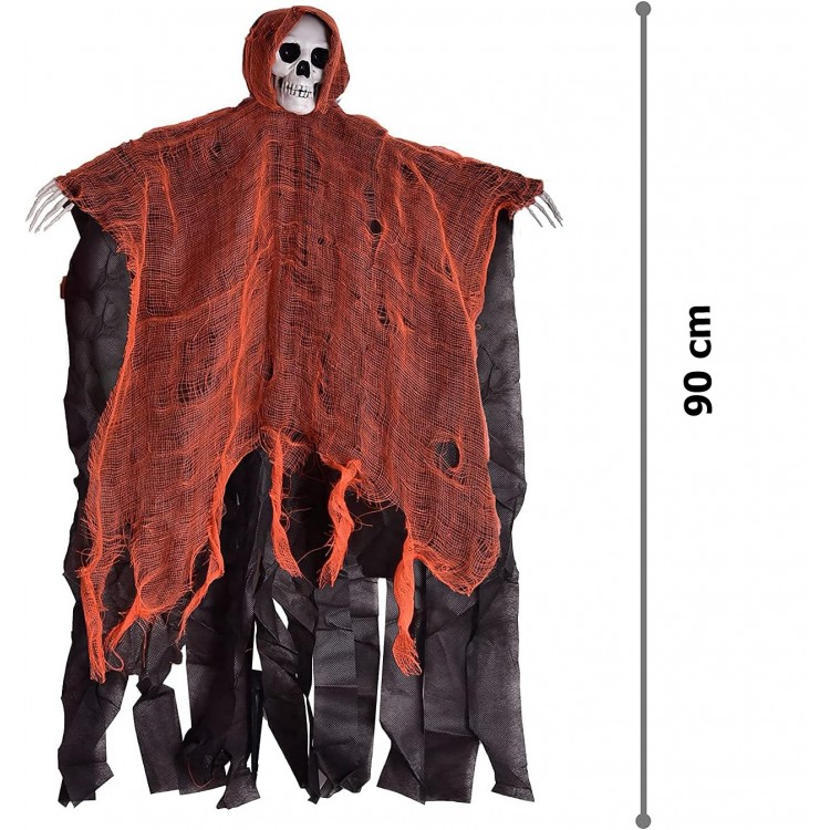 Led Işıklı Kahkaha Atan Sesli Sensörlü Ürpertici Kuru Kafa Korku Hayalet Saçaklı Dekor 90x50 cm Led Işıklı Kahkaha Atan Sesli Sensörlü Ürpertici Kuru Kafa Korku Hayalet Saçaklı Dekor 90x50 cm