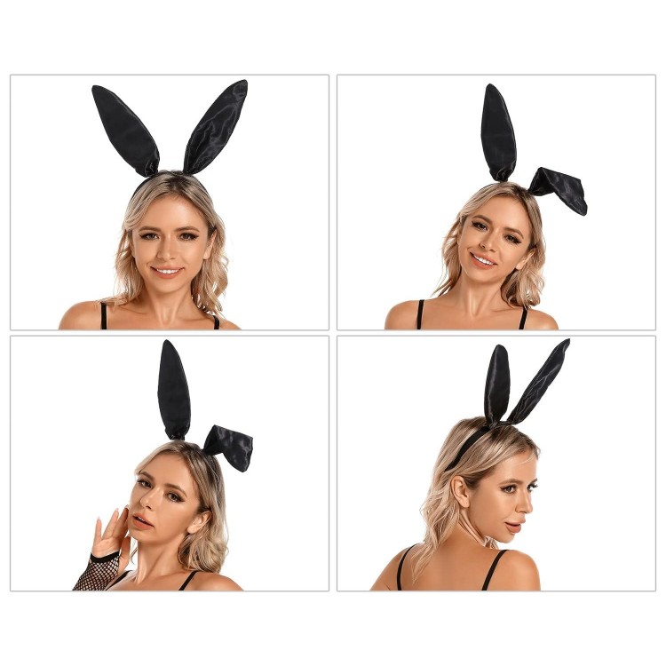 Black Satin Covering, Shaped Rabbit Ear Crown, 35x11 cm Black Satin Covering, Shaped Rabbit Ear Crown, 35x11 cm