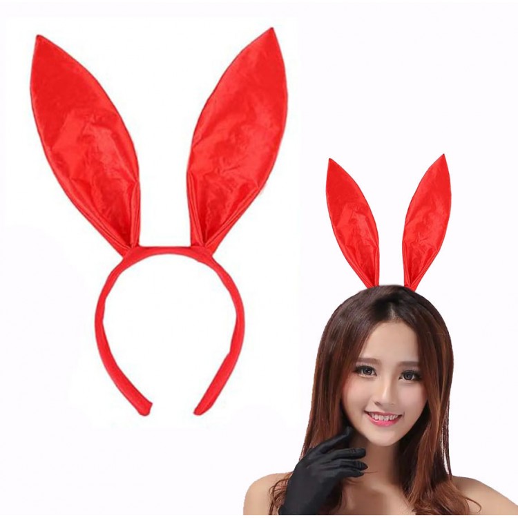 Red Satin Covering, Shaped Rabbit Ear Crown, 35x11 cm
