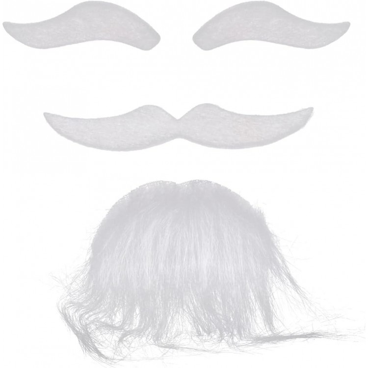 White Self-Adhesive Fake Beard, Mustache, and Eyebrow Set White Self-Adhesive Fake Beard, Mustache, and Eyebrow Set