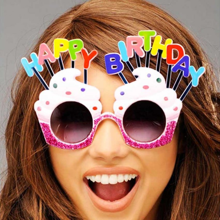 Happy Birthday White Fushia Color Party Glasses 12x7 cm Happy Birthday White Fushia Color Party Glasses 12x7 cm