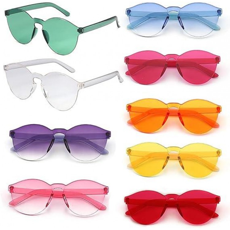 Oval-Shaped Frameless Party Glasses, 6 Colors, 6 Pieces