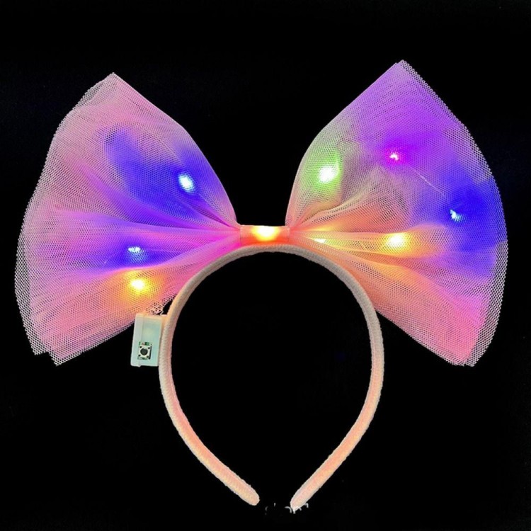 Colorful LED Lighted Bow-Shaped Tulle Party Crown Pink Color 25x25 cm Colorful LED Lighted Bow-Shaped Tulle Party Crown Pink Color 25x25 cm