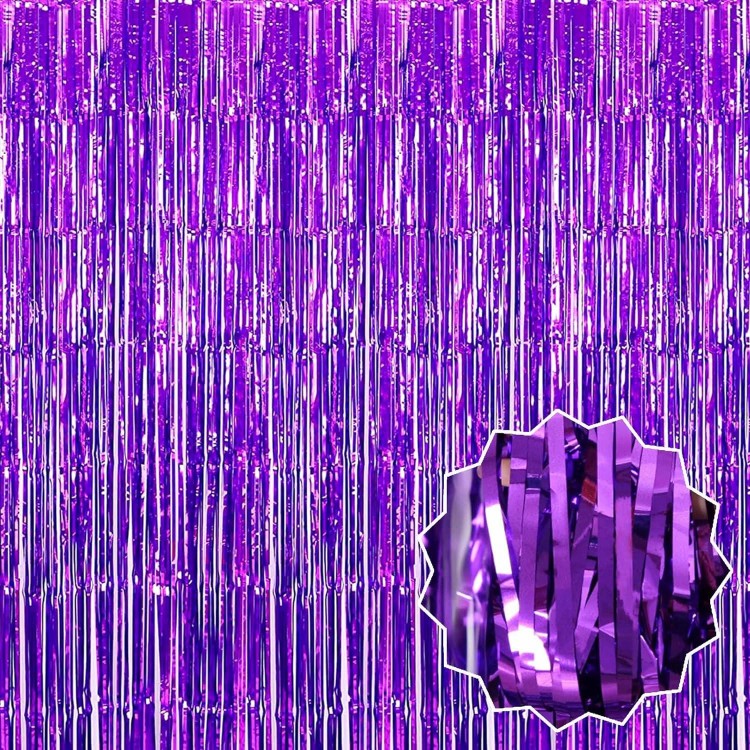 Imported Purple Extra Metallic Shiny Fringed Backdrop Curtain 1x2 Meters Imported Purple Extra Metallic Shiny Fringed Backdrop Curtain 1x2 Meters