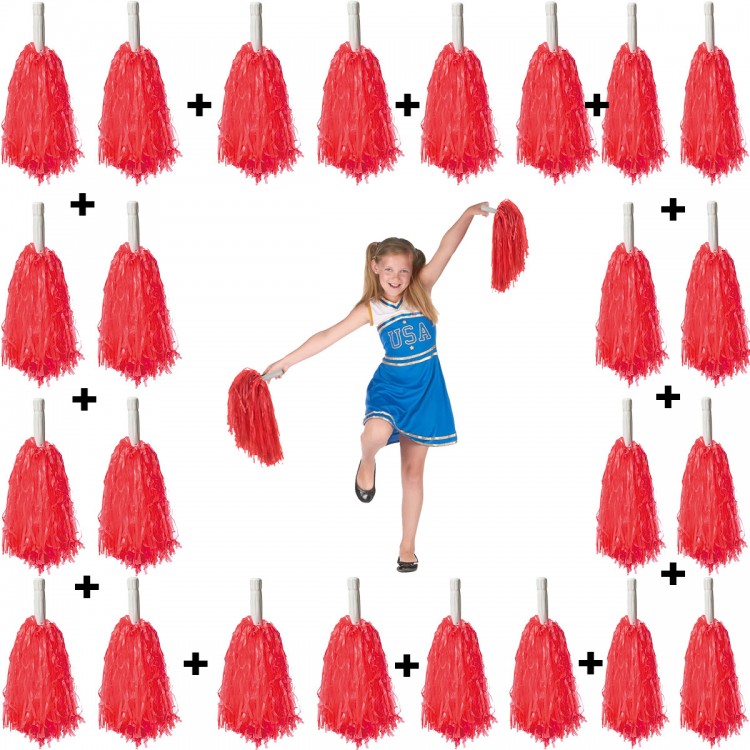 12 Pairs (24 Pieces) Red Color April 23 May 19 October 29 School Performance Pom-Poms