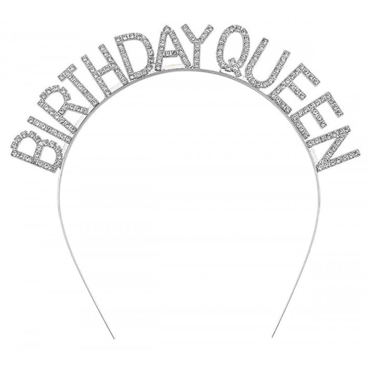 Silver-Colored Crystal Stone Sparkling Birthday Queen Crown with "Queen" Inscription 16x17 cm Silver-Colored Crystal Stone Sparkling Birthday Queen Crown with "Queen" Inscription 16x17 cm