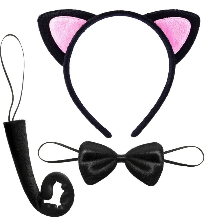 Cat Ear Crown Tail and Bow Tie 3-Piece Set Children's Size Pink Color Cat Ear Crown Tail and Bow Tie 3-Piece Set Children's Size Pink Color
