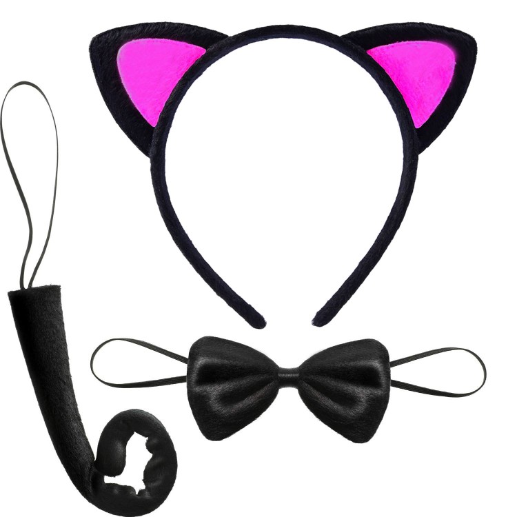 Cat Ear Crown Tail and Bow Tie 3-Piece Set Children's Size Fuchsia Color Cat Ear Crown Tail and Bow Tie 3-Piece Set Children's Size Fuchsia Color