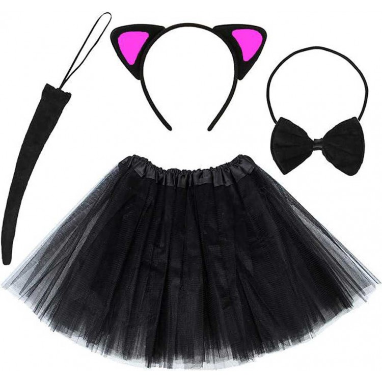 Cat Ear Crown Skirt Tail and Bow Tie 4-Piece Set for Children Pink Cat Ear Crown Skirt Tail and Bow Tie 4-Piece Set for Children Pink