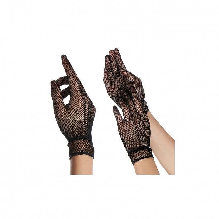 Black Stretch Mesh Fingerless Knit Gloves Adult Size Black Stretch Mesh Fingerless Knit Gloves Adult Size