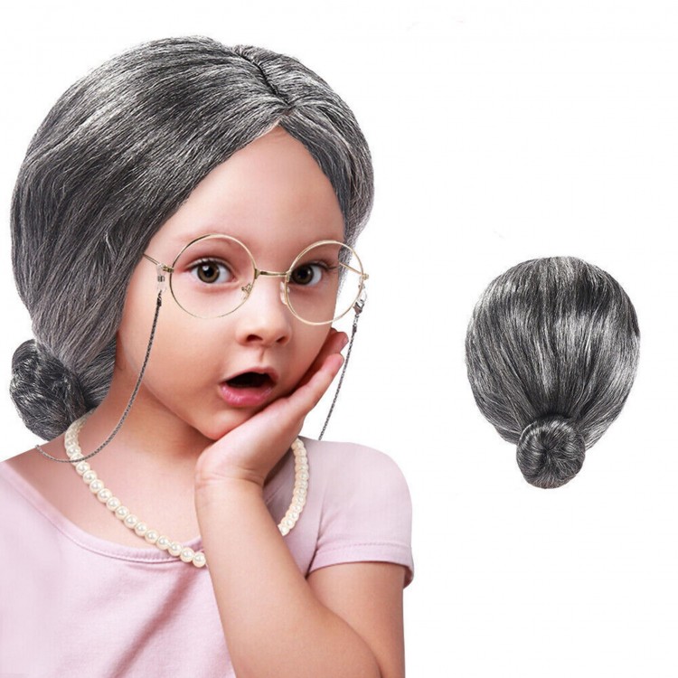 Gray Color Wig for Seniors, Grandmother, Adult, Child Compatible Gray Color Wig for Seniors, Grandmother, Adult, Child Compatible