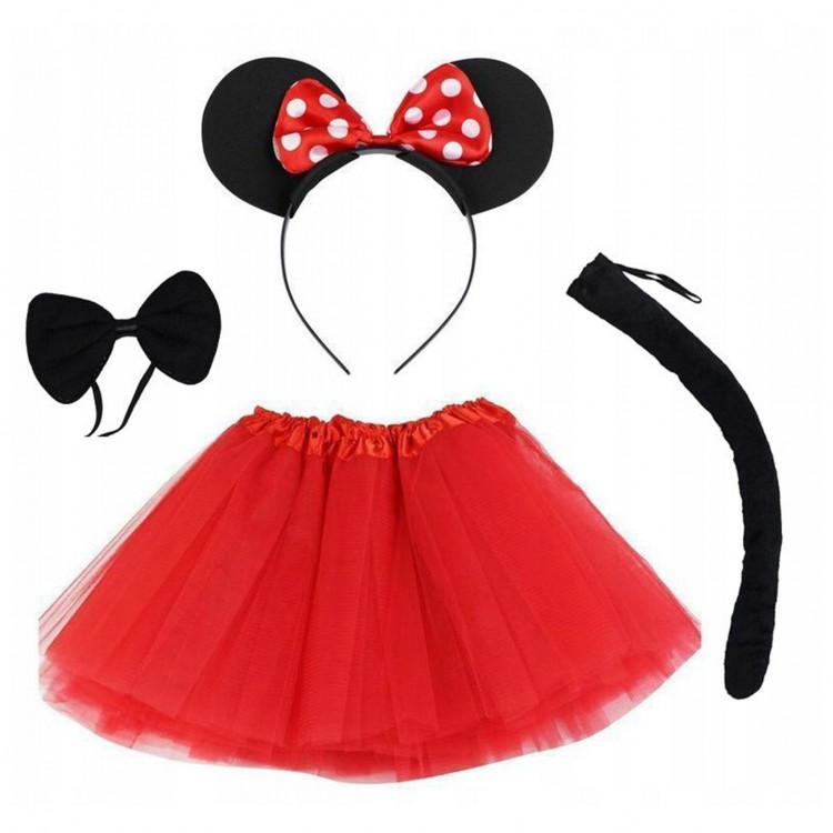 Minnie Mouse Costume Set Skirt Crown Tail Bow Tie Performance Set