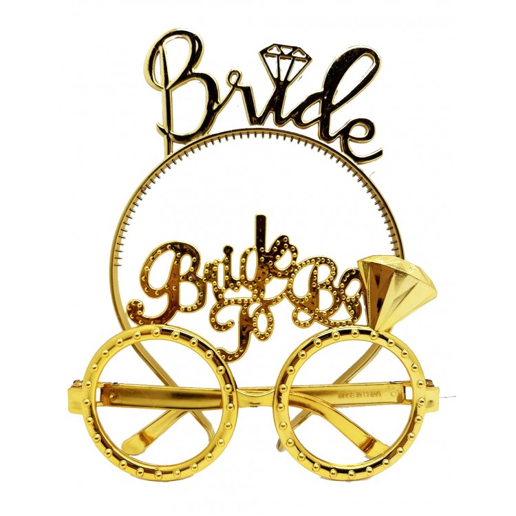 Bride Crown and Bride-to-Be Sunglasses Set in Gold Color Bride Crown and Bride-to-Be Sunglasses Set in Gold Color