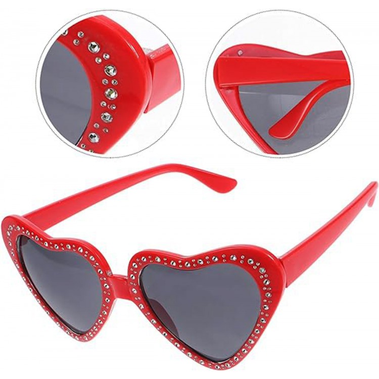 Heart-Shaped Stone Party Glasses, Red Color, 6x16 cm Heart-Shaped Stone Party Glasses, Red Color, 6x16 cm