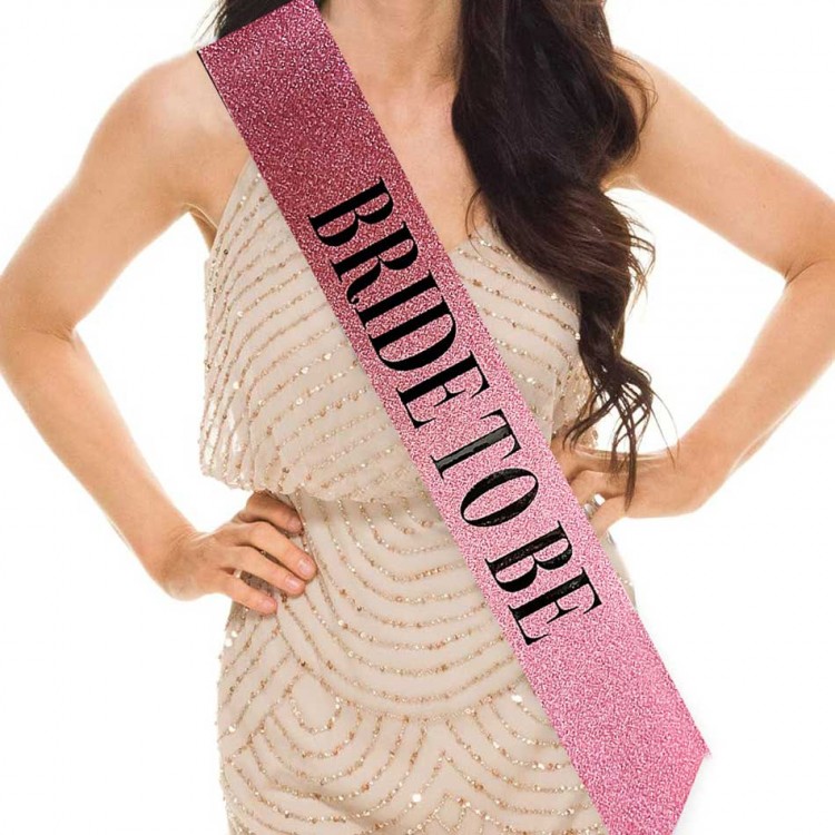 Pink with Black Thick Bride To Be Written Glittery Shiny Belt 10x80 cm Pink with Black Thick Bride To Be Written Glittery Shiny Belt 10x80 cm