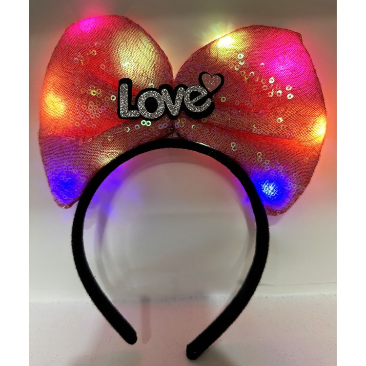 LED-Lit Silver Love Crown with Fuschia Pink Bow in 3 Different Functions, 20X17 cm LED-Lit Silver Love Crown with Fuschia Pink Bow in 3 Different Functions, 20X17 cm