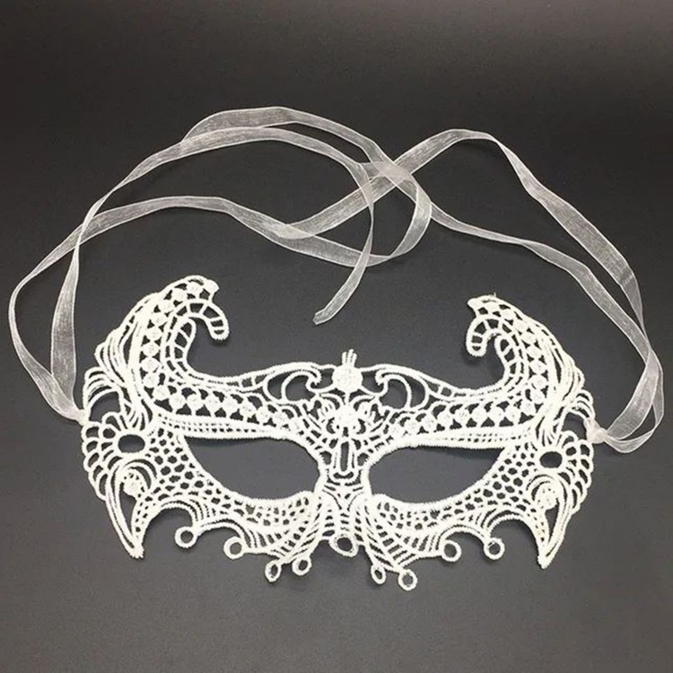 White Lace Cut Lace Embroidered Ball Party Mask No. 1 White Lace Cut Lace Embroidered Ball Party Mask No. 1