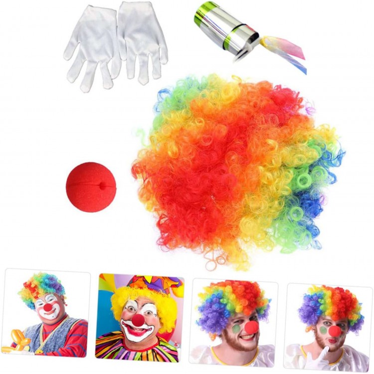 Clown Hair Clown Nose Clown Gloves Clown Magic Wand 4-Piece Set Clown Hair Clown Nose Clown Gloves Clown Magic Wand 4-Piece Set