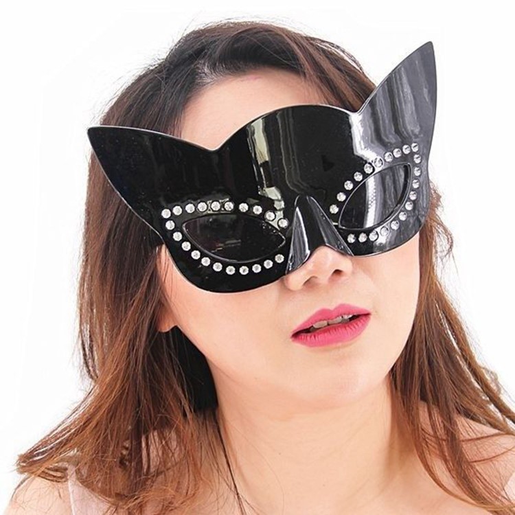 Black Color Black Glass Cat-Shaped Party Glasses 20x11 cm Black Color Black Glass Cat-Shaped Party Glasses 20x11 cm