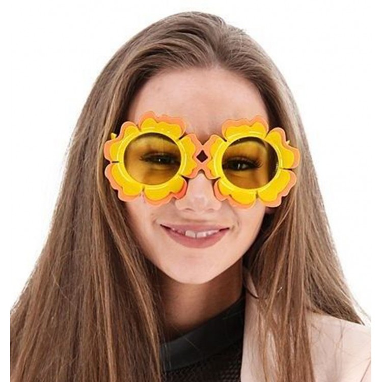 Daisy-Shaped Orange and Yellow Hawaiian-Themed Party Glasses 15x7 cm Daisy-Shaped Orange and Yellow Hawaiian-Themed Party Glasses 15x7 cm