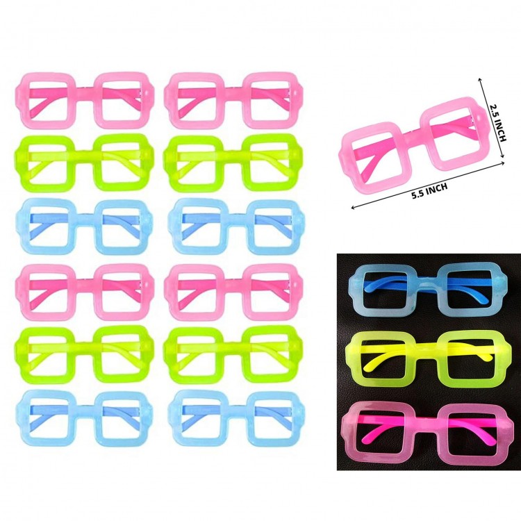 Phosphorescent Square Model Glow Party Glasses Glow-in-the-Dark Glasses 12 Pieces