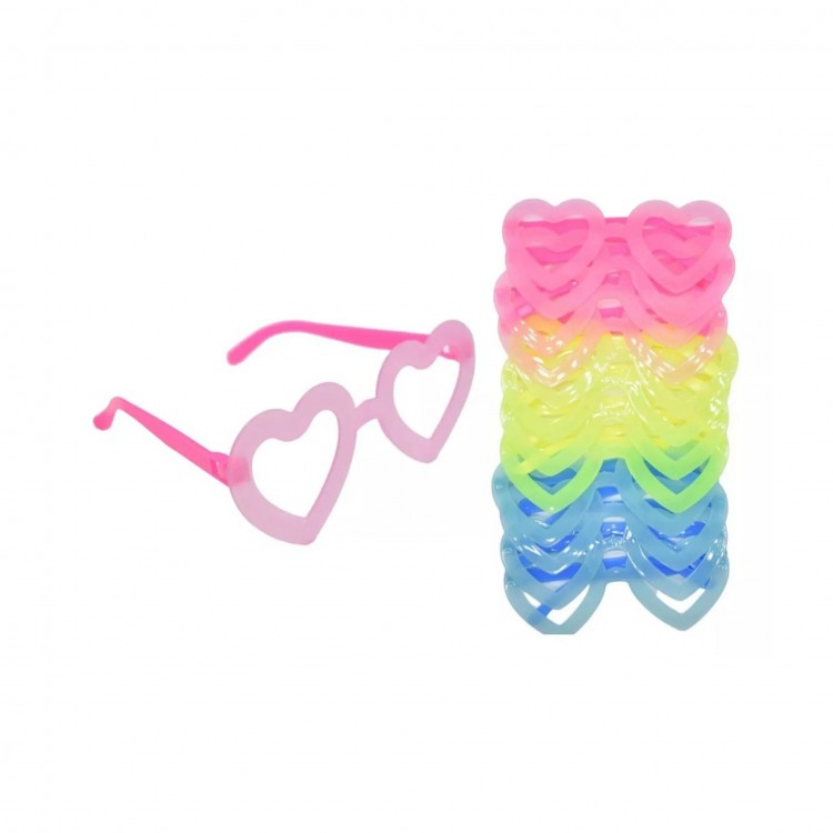 Phosphorescent Heart Model Glow Party Glasses Glow-in-the-Dark Glasses 12 Pieces