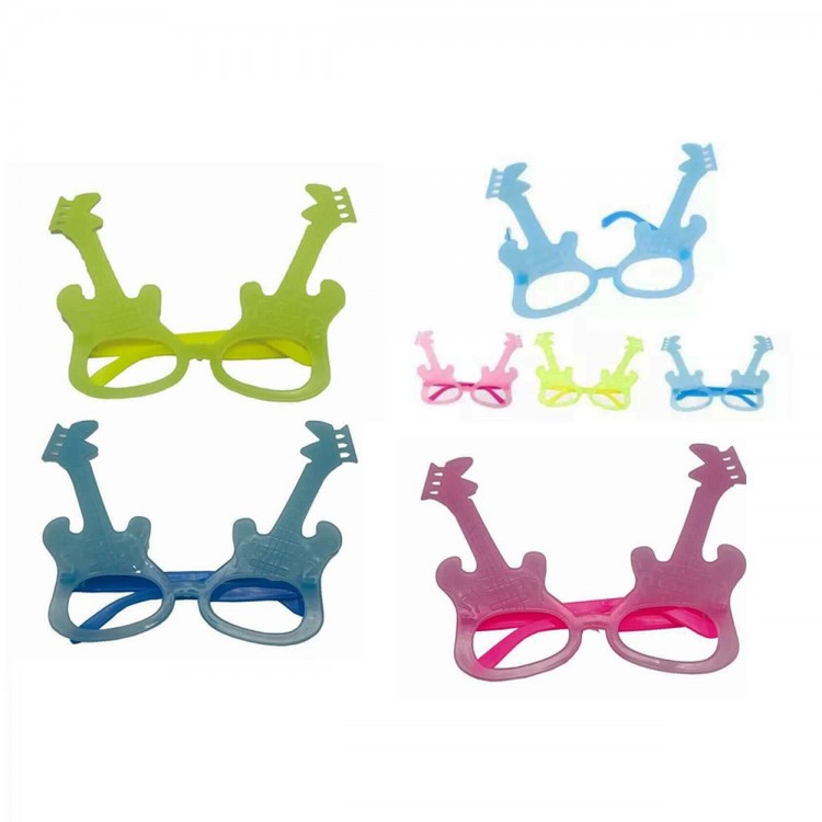 Phosphorescent Guitar Model Glow Party Glasses Glow-in-the-Dark Glasses 12 Pieces