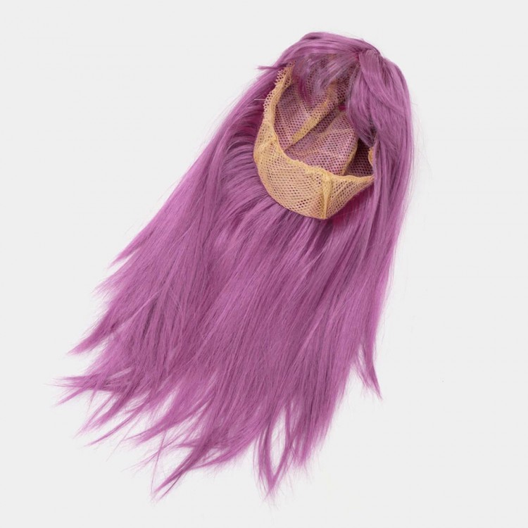 Rose Pink Color Straight Cut Long Party Wig Hairpiece