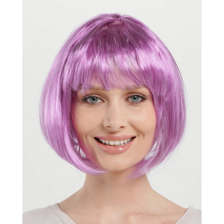 Rose Pink Color Straight Cut Bob Wig Short Hairpiece