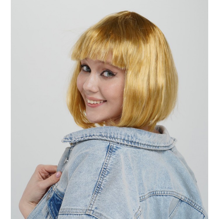 Gold Color Straight Cut Bob Wig Short Hairpiece Gold Color Straight Cut Bob Wig Short Hairpiece