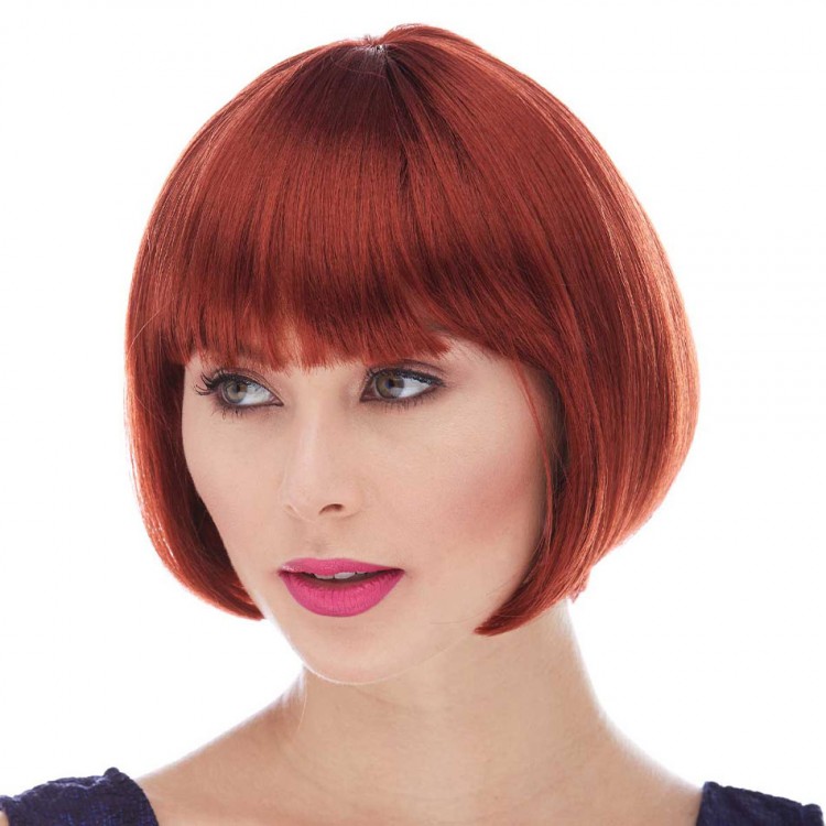 Kızıl Renk Düz Kesim Astarlı Küt Parti Peruğu Kızıl Renk Düz Kesim Astarlı Küt Parti Peruğu