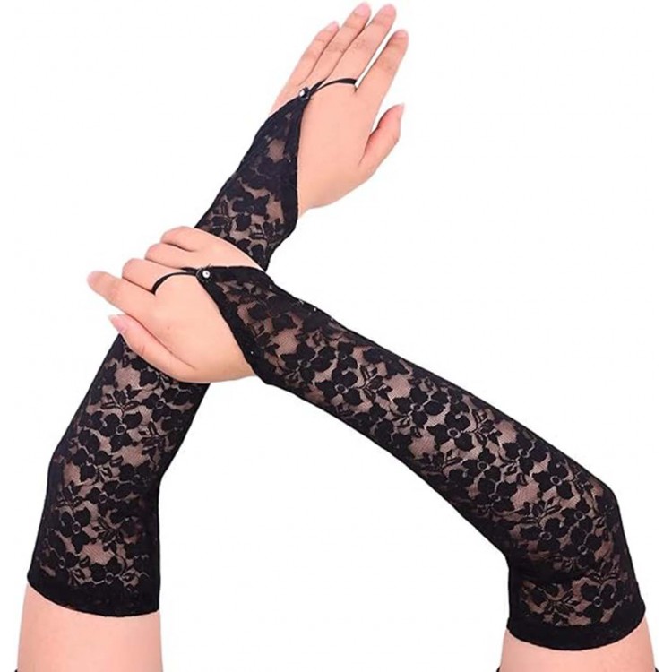 Parmak Askılı Zarif Gece Şıklığı Dantel Eldiven 40 cm Parmak Askılı Zarif Gece Şıklığı Dantel Eldiven 40 cm