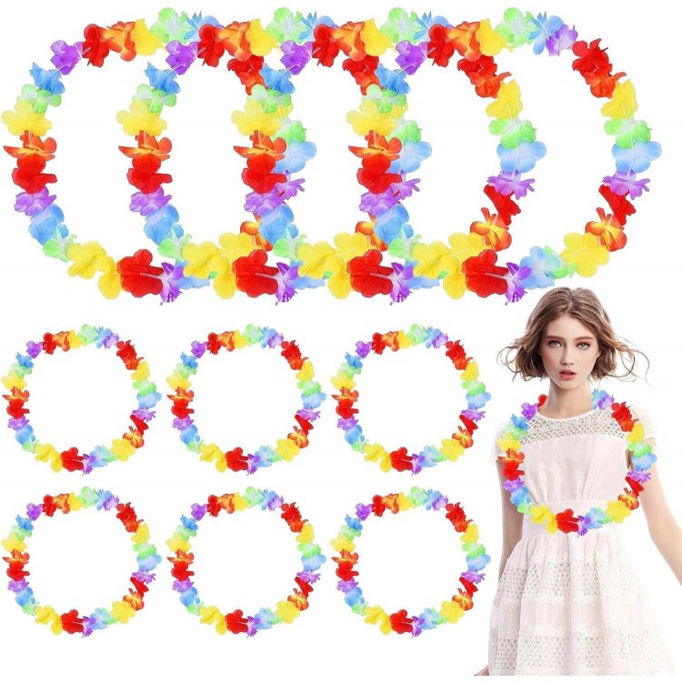 Hawaii Çiçekli Boyun Kolyesi - Renkli Tropikal Parti Leisi 12 Adet