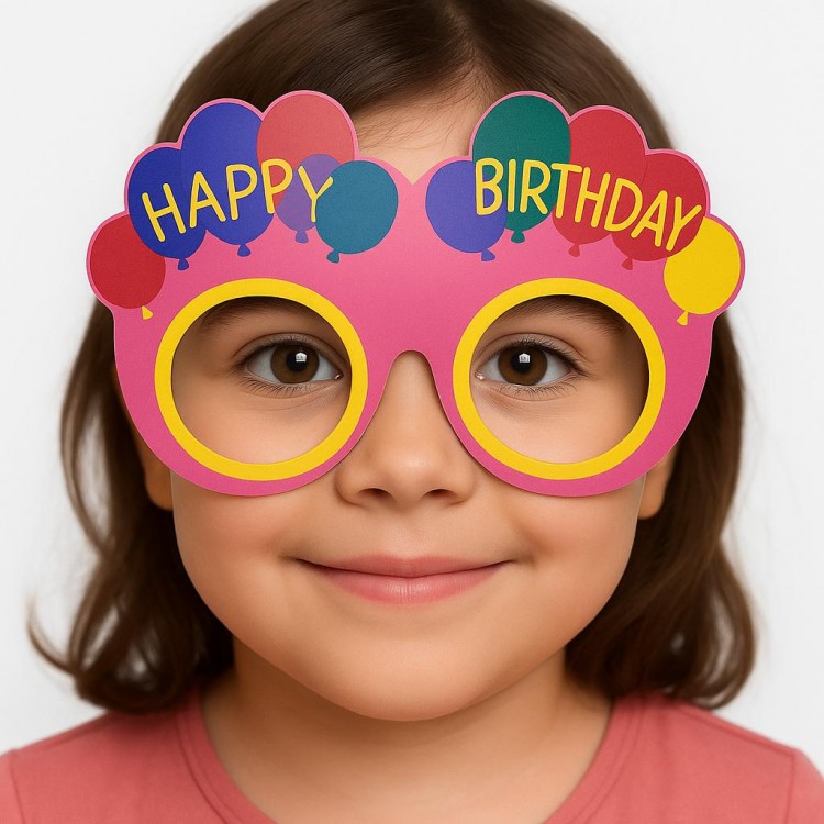 Balon Desenli Karton Doğum Günü Gözlükleri 6 Adet Pembe Renk Balon Desenli Karton Doğum Günü Gözlükleri 6 Adet Pembe Renk