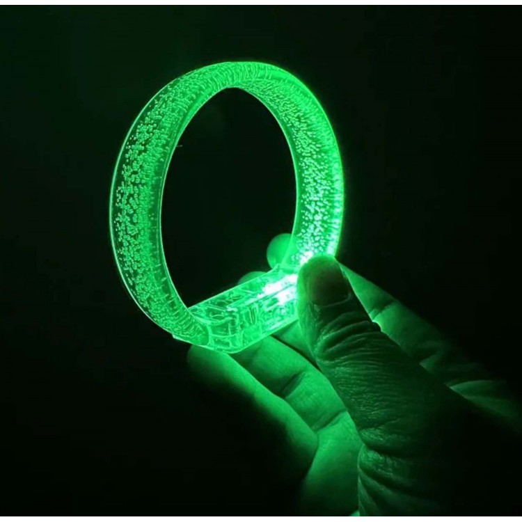 Yeşil Led Işıklı Baskı Yapılabilen Pilli Bileklik Bilezik 1,5 cm Genişlik