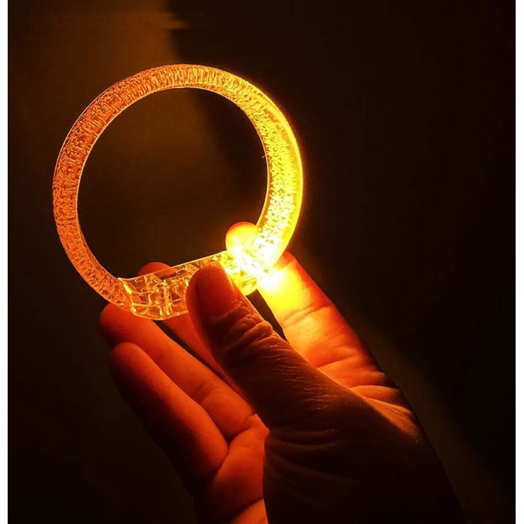 Turuncu Led Işıklı Baskı Yapılabilen Pilli Bileklik Bilezik 1,5 cm Genişlik