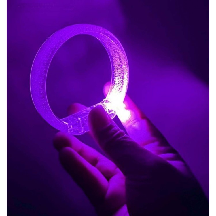 Mor Led Işıklı Baskı Yapılabilen Pilli Bileklik Bilezik 1,5 cm Genişlik Mor Led Işıklı Baskı Yapılabilen Pilli Bileklik Bilezik 1,5 cm Genişlik