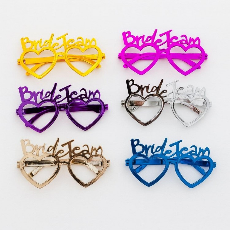 Kalpli Bride Team Gözlük Seti 6 Renk - Kına & Düğün Partileri İçin Kalpli Bride Team Gözlük Seti 6 Renk - Kına & Düğün Partileri İçin