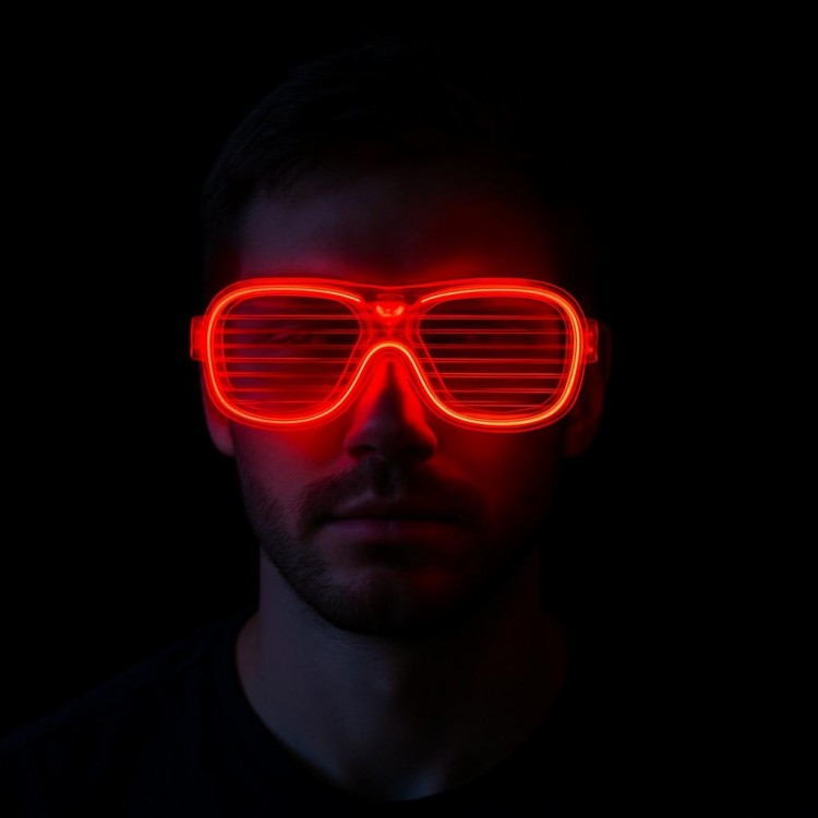 Kırmızı Led Işıklı Parti Gözlüğü - Neon Glow Şerit Gözlük 3 Modlu Kırmızı Led Işıklı Parti Gözlüğü - Neon Glow Şerit Gözlük 3 Modlu