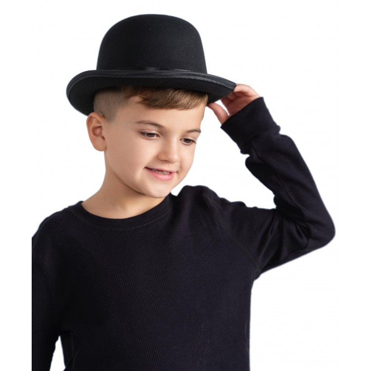 Charlie Chaplin Style Kids Hat – Black Bowler Party Hat