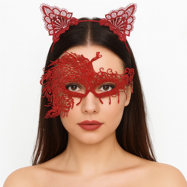 Alevin Zarafeti Kırmızı Dantel Maske ve Taç Seti 4 No – Kadın Kostüm Tamamlayıcı Alevin Zarafeti Kırmızı Dantel Maske ve Taç Seti 4 No – Kadın Kostüm Tamamlayıcı