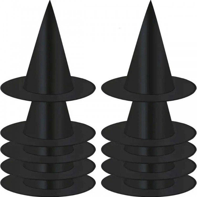 8 Black Witch Hats – Adult and Child Costume Accessory Polyester 8 Black Witch Hats – Adult and Child Costume Accessory Polyester