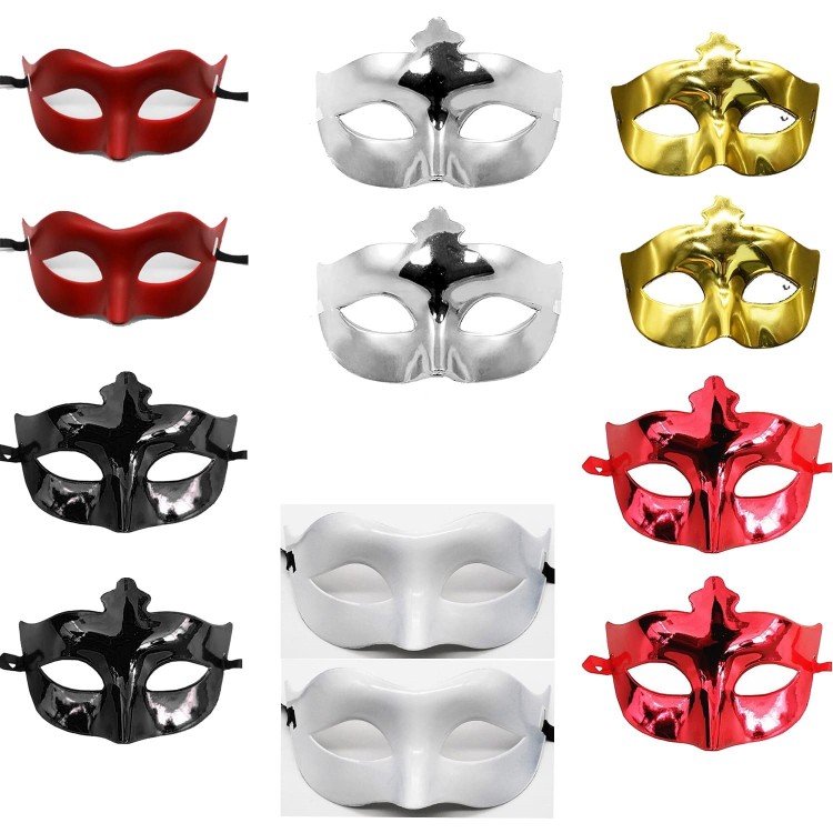 12-Piece Colorful Party Mask Set – Black Gold Silver Red White Matte Red 12-Piece Colorful Party Mask Set – Black Gold Silver Red White Matte Red